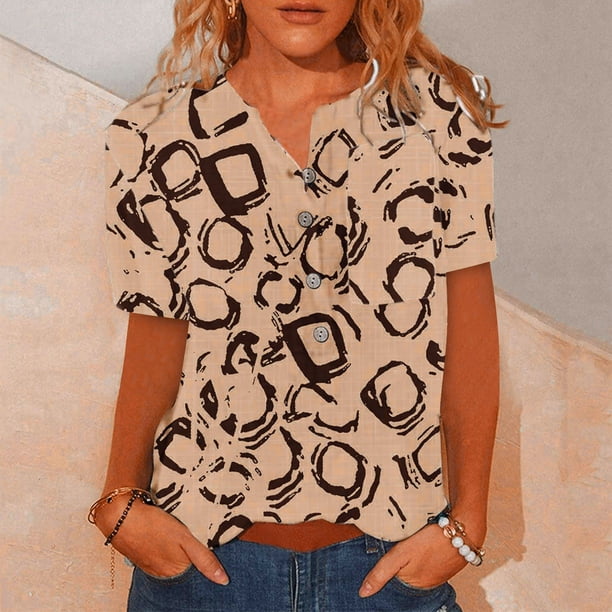Puntoco camisas para mujer verano Casual algodón Lino manga corta camiseta suelta ajuste botón abajo solapa camisetas blusas casuales Puntoco Puntoco-3902