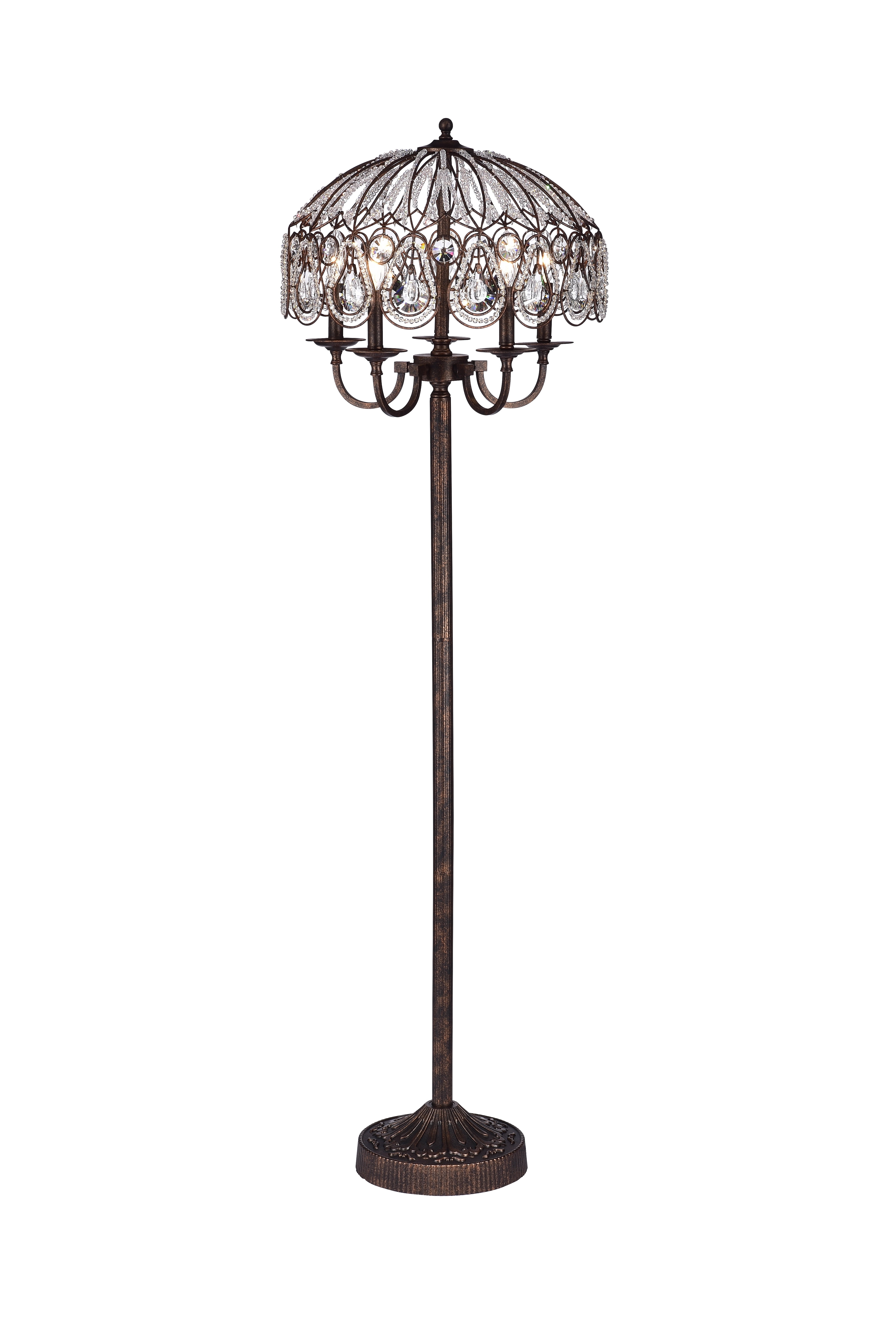 Fridumar Antique Bronze 5Light Floor Lamp with Crystal Shade