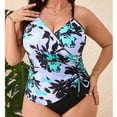 thumbnail image 5 of Pincandy Womens Plus Size Printed Backless One Piece Sporty Swimsuit Padded Wireless Slim Fit 4 Way Stretch Breathable for Beach Pool Summer Active Leisure Wear, 5 of 7