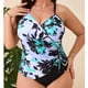 thumbnail image 5 of Traje de baño de una pieza para mujer, traje de baño de verano con estampado de escote en V profundo y aros, traje de baño deportivo con tirantes ajustables para la playa, traje de baño de moda para m, 5 of 9