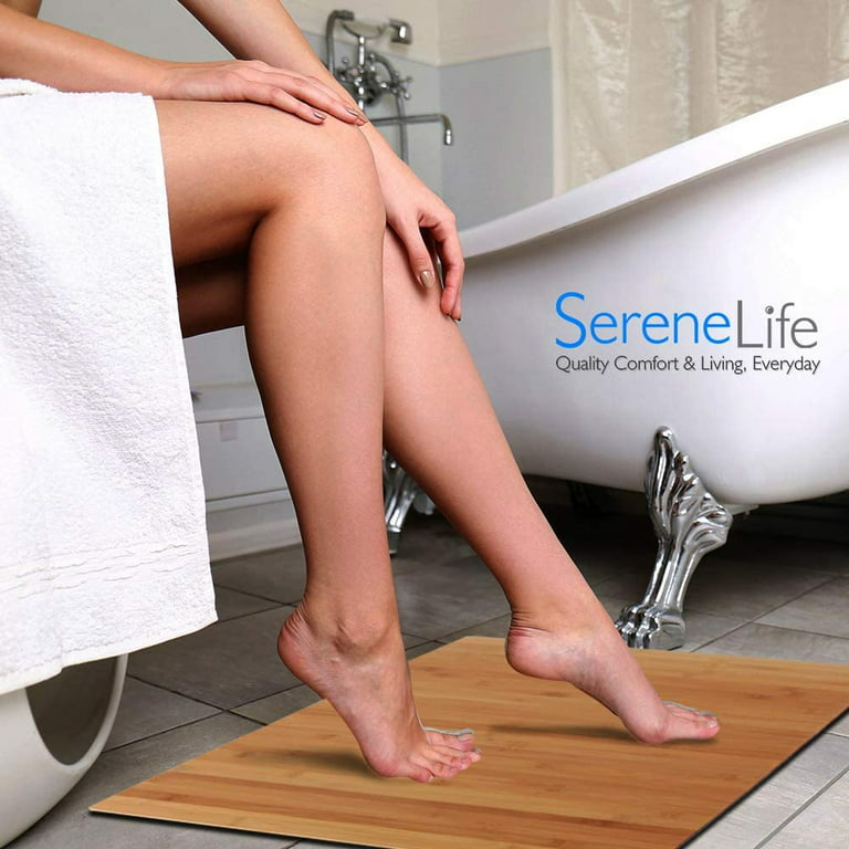 Serenelife Bamboo Floor Rug Bath Mat - Waterproof Bathroom Shower Mat Carpet  SLFBMT20