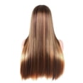 thumbnail image 4 of XIAQUJ Women's Brown Highlight Ombres Human Hair Wigs Long Brazilian Hair Wigs Wigs for Women Gold, 4 of 9