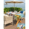 thumbnail image 5 of Outdoor Tablecloth with Umbrella Hole for Patio/Picnic/Party/Camping, Cute Pig Waterproof Table Cloth Rectangle Table Cover Washable, Yellow Sunflowers Blue Wooden Vintage Art (54"x 80"), 5 of 8