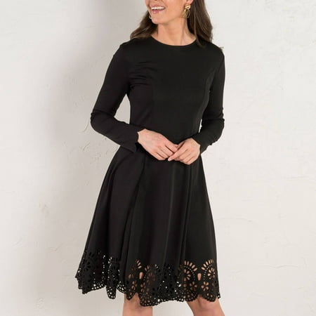 

Howard s Scallop Edge Mid-Length Dress with Laser Cut Hem