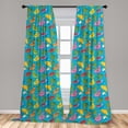 thumbnail image 4 of Ambesonne Summer Curtains, Palm Trees Seagulls Cartoon, Pair of 28"x95", Sky Blue and Earth Yellow, 4 of 4
