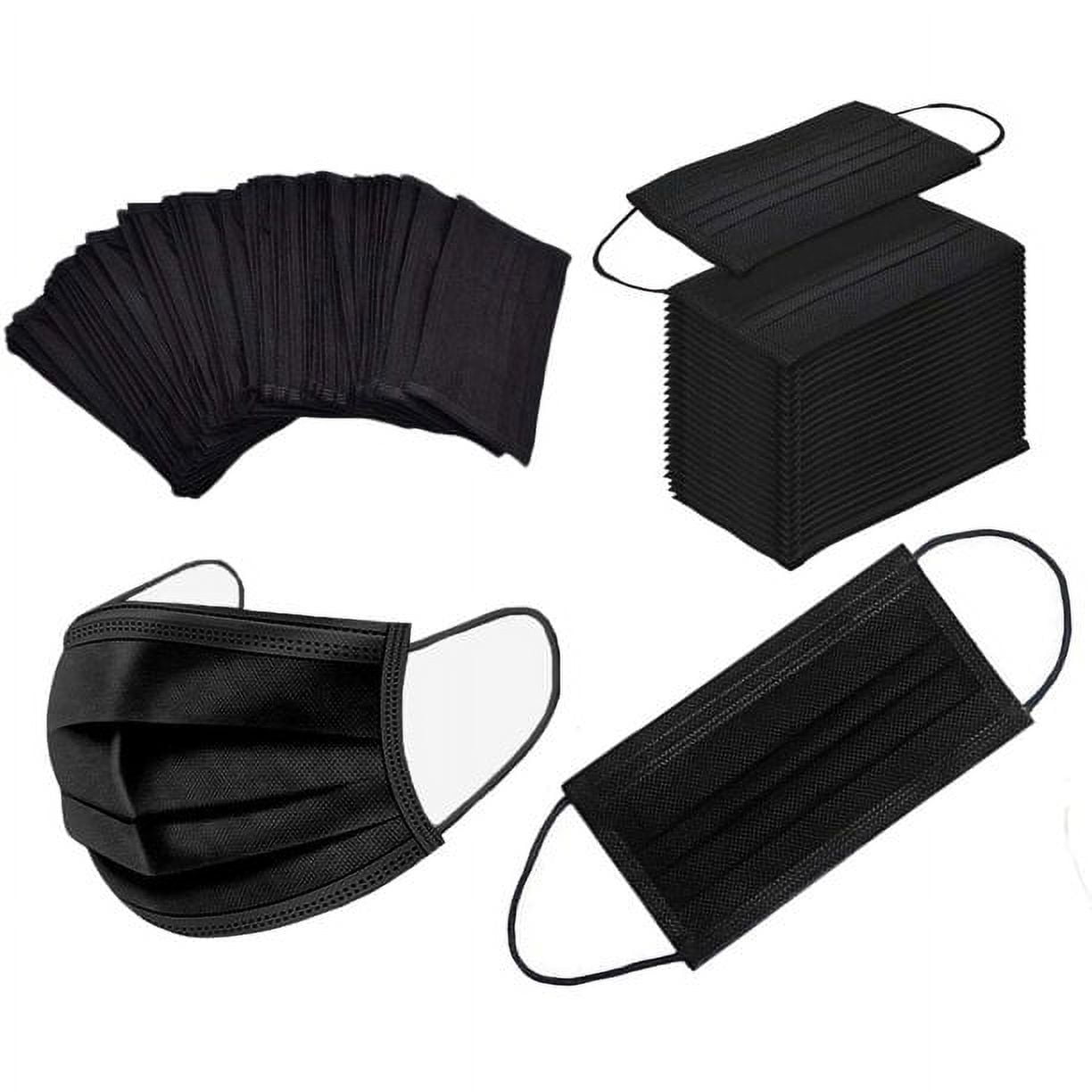Face Masks 250 PCS Black Disposable 3 Ply Cotton Fabric w/ Elastic Ear Loop