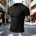 thumbnail image 6 of UVEASISHA Mens Muscle Henley Shirts Slim Fit Short Sleeve Workout T-Shirt Button Up Casual Gym Athletic Shirts Lightweight Breathable Collarless T Shirt Black 4XL, 6 of 6