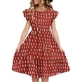 thumbnail image 2 of Nmnitkp Girl Dresses Cute Dress for Girls Kids Summer Double Layer Ruffle Sleeve Dress Red,5 Years, 2 of 8