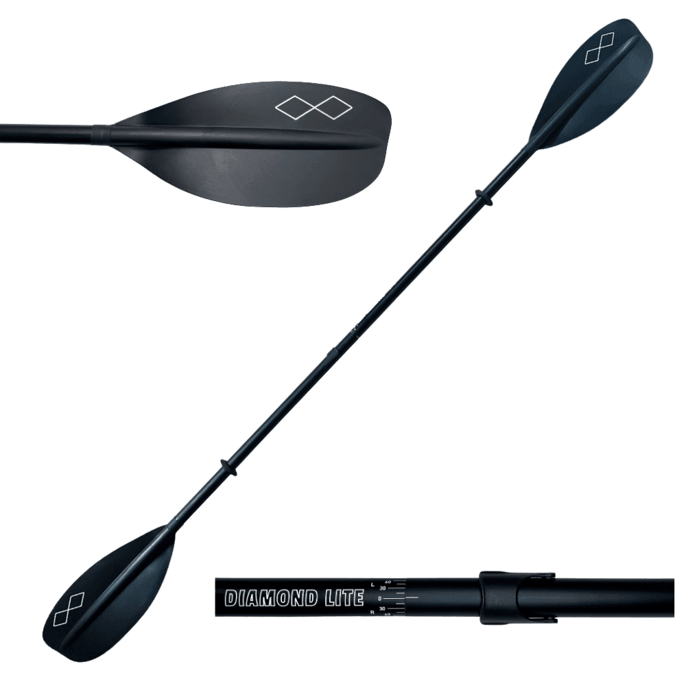 Diamond Lite LeverLock Adjustable Carbon Blend 2-Piece Kayak Paddle, Adjustable Length and Feathering Angle