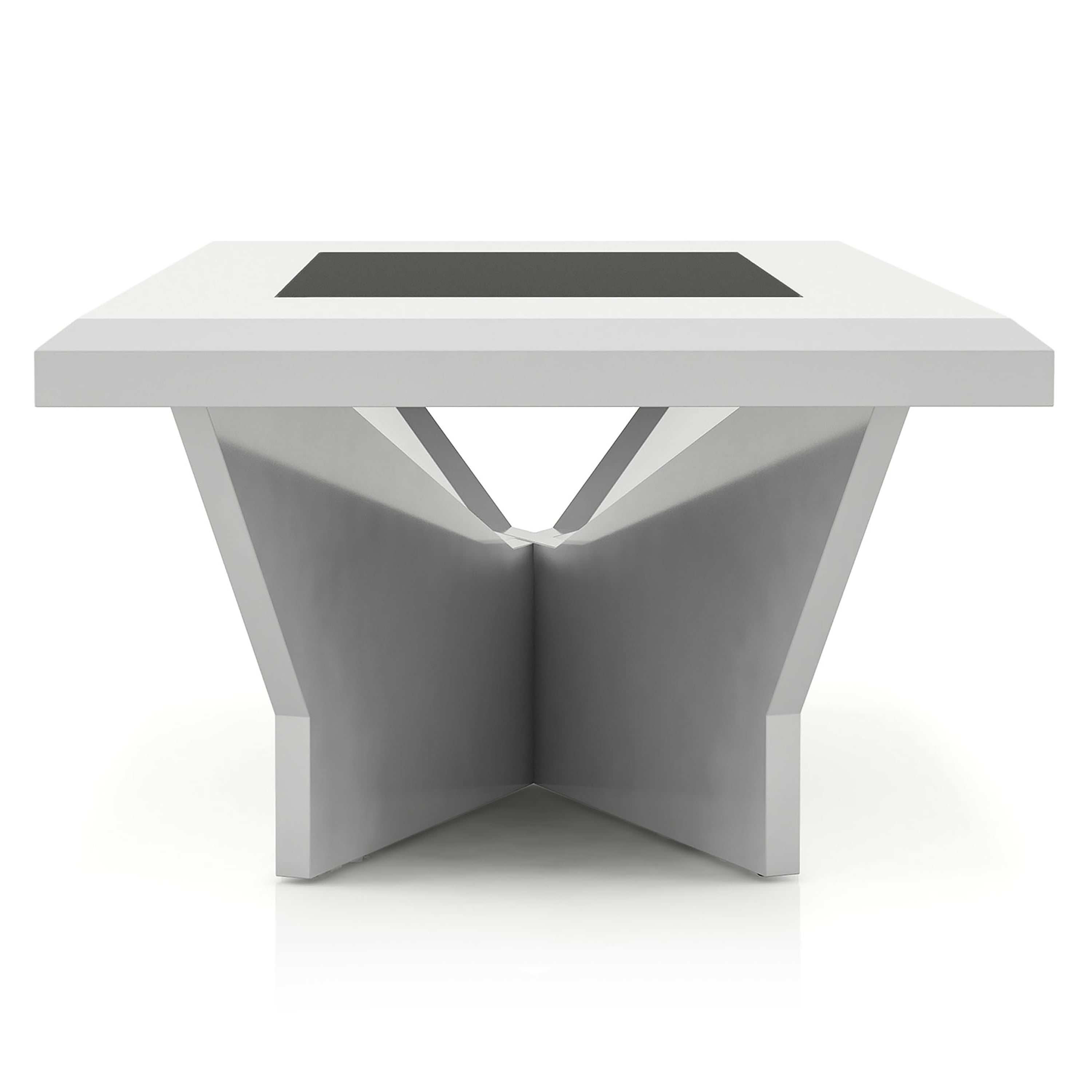 Furniture of America Duall Rectangular Black Glass Top and White Wood Coffee Table