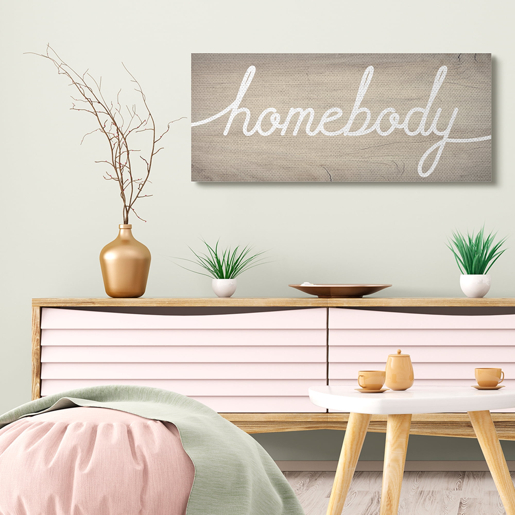 Stupell Industries Charming Homebody Phrase Cursive Text Canvas Wall Art by Daphne Polselli