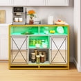 thumbnail image 2 of Dextrus Coffee Bar Cabinet with Power Outlet & LED Light, Mirrored Sideboard Buffet Cabinet, 2 of 6