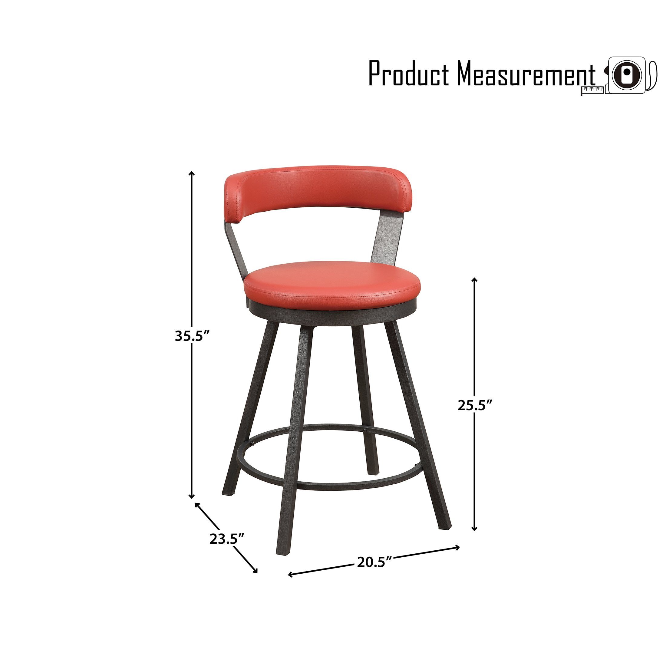 OakvillePark Belmar Swivel Counter Height Barstool (Set of 2), Red