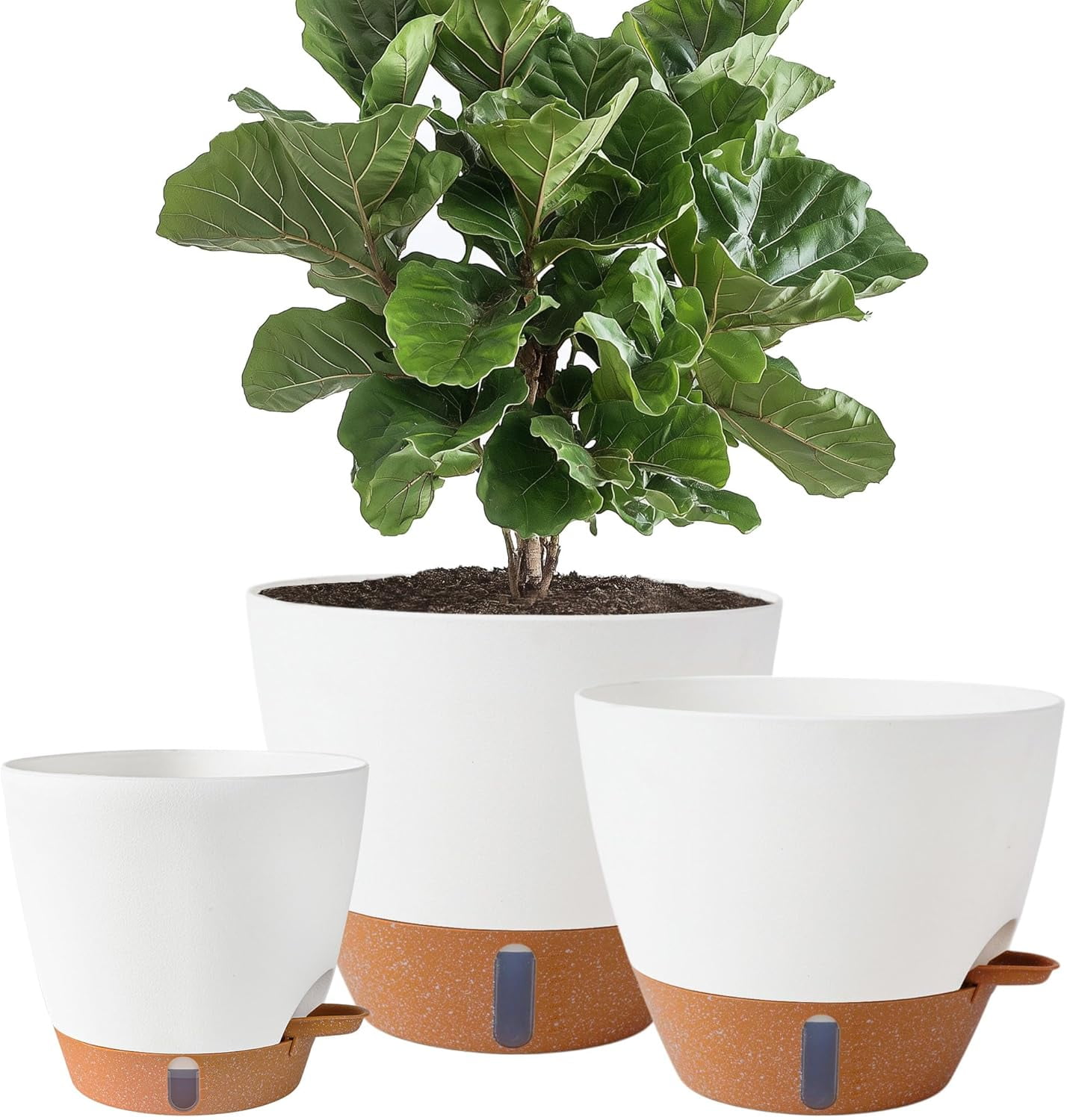Self watering flower pot, suitable for indoor/outdoor plants with drainage holes and modern decorative flower pots. Different colors and specifications to choose from