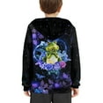 thumbnail image 4 of Xoenoiee Kids Hoodies Hooded Sweater Pull-Over Hoodies Long Sleeve Actiivewear with Kangaroo Pocket for Fall Winter Cosy Playwear, Floral Frog Purple Pattern, L, 4 of 7