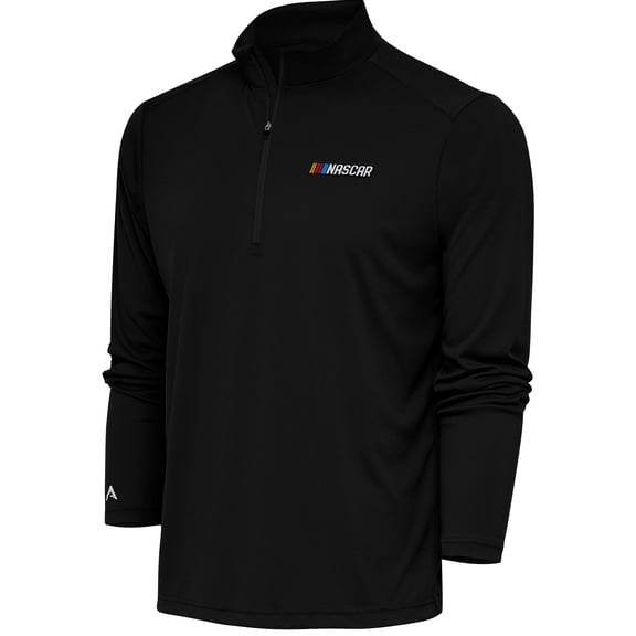 Men's Antigua  Black NASCAR Tribute Quarter-Zip Pullover Top