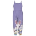 thumbnail image 5 of Girls Easter Bunny Print Romper Sleeveless Harem Jumpsuit Soft Stretchy Purple Kids,Size 4 T, 5 of 7
