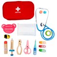 thumbnail image 1 of 15PCS Kids Doctor Kit Pretend Play Doctor Set Cosplay Medical Kit Wooden First Aid Kit Equipment For Children‘s Gift, 1 of 14