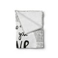 thumbnail image 2 of Love What You Do Soft Flannel Fleece Blanket, Hand Drawn Monochrome Message with Leaves on Striped Backdrop, Cozy Plush for Indoor and Outdoor Use, 50" x 70", Charcoal Grey and White, by Ambesonne, 2 of 5