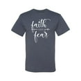 thumbnail image 2 of Cute Christian Quote Faith Over Fear Inspirational/Christian Men's Graphic T-Shirt, Vintage Heather Blue, 3XL, 2 of 3