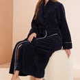 thumbnail image 4 of Clearance Sale Womens Men Winter Fleece Robes, Unisex Soft Plush Long Bathrobe, Thick Kimono Robes for Womens, Warm House Coat Navy M, 4 of 4