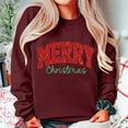 thumbnail image 6 of Wang6 Womens Whtie Graphic Sweatshirts Trendy Crew Neck Long Sleeve"Merry Christmas"Pullovers Casual Side Slit Hem Bow Tshirts Tops Y_Wine S, 6 of 6