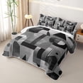 thumbnail image 3 of Homewish Black Gray Geometric Quilt King,Abstract Aesthetic King Coverlet Set,3 Pieces, 3 of 7