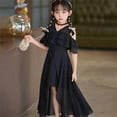 thumbnail image 5 of EnJoCho Kids Girls High-Lo𝗐 Chiffon Dress V-Neck Ruffl𝖾 Sleeve Fl𝗈wy Skirt for Birthday Wedding Maxi Gown 5-14 Years Teen Short Sleeve Casual Dress, 5 of 7