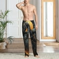 thumbnail image 4 of Salouo Full Moon Black Dragon Print Pajama Pants for Men, Lounge Pants Elastic Waistband Casual Men's sleepwear Loungewear Sleep Pajama Pant -Medium, 4 of 7
