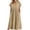 L1-Khaki Dress, variant on Summer Cotton Linen Dresses for Women Empire Waist Flowy Midi Dress Mock V Neck Short Sleeve Lounge Dress with Pockets Black Dress,Size S-2XL
