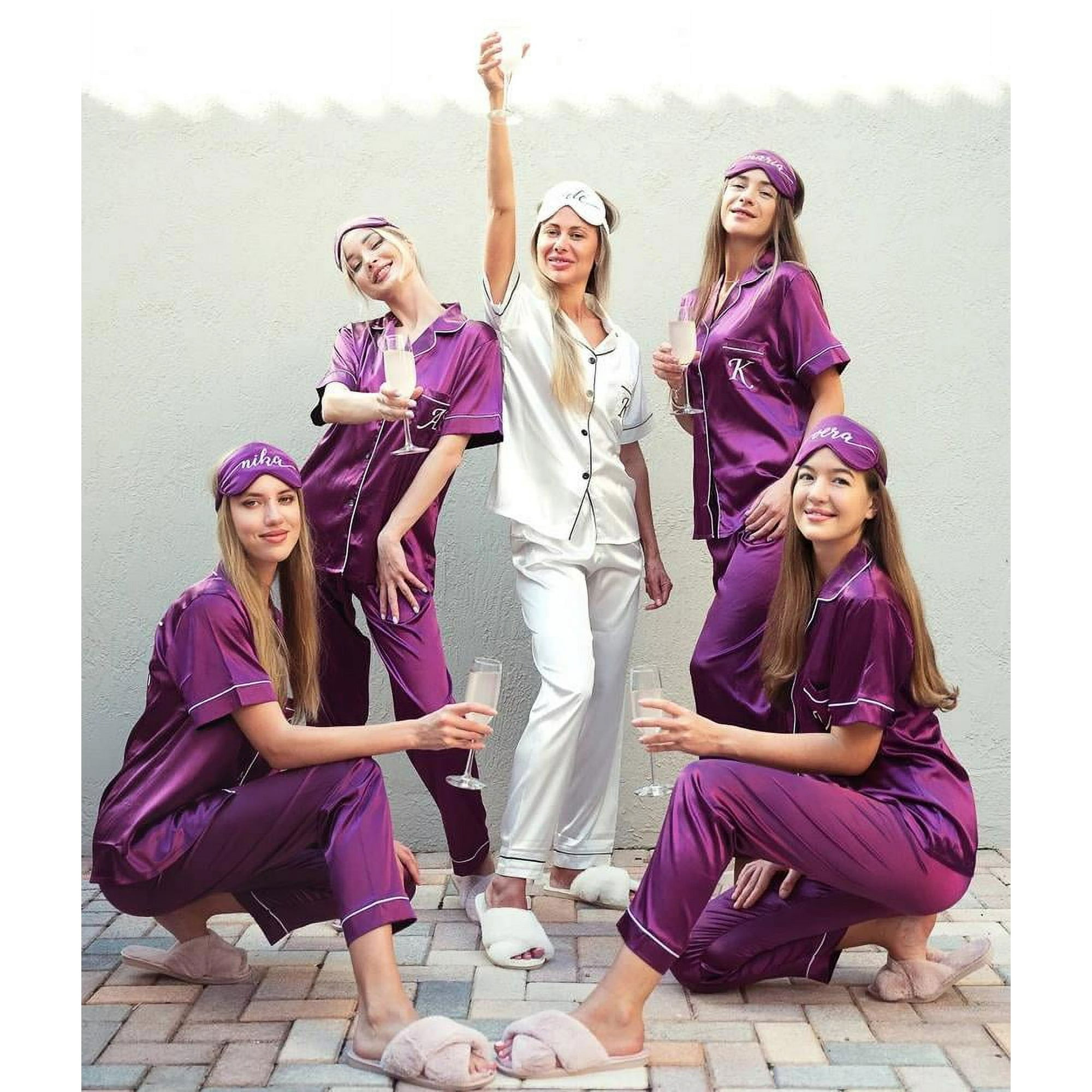 Bridesmaid Pajamas Bride Pjs For Women Silk Sleepwear Personalized Satin Pajama 2PC Bridal Party Custom Hen Party Pjs Tops Pants