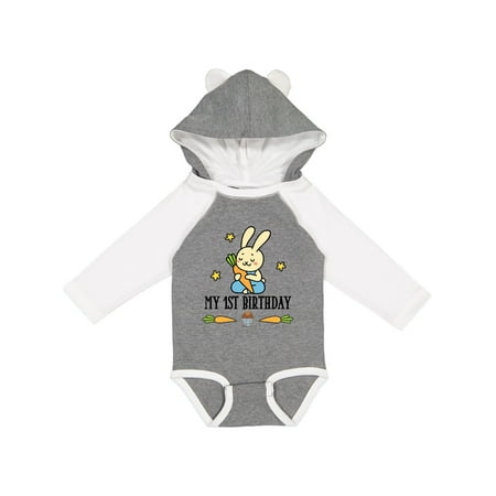 

Inktastic 1st Birthday Boy Bunny Rabbit Gift Baby Boy Long Sleeve Bodysuit