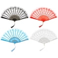 thumbnail image 1 of 4Pcs Danse Pliant Fans Élégants Ventilateurs de Dentelle à Main Fans de Spectacle de Scène, 1 of 7