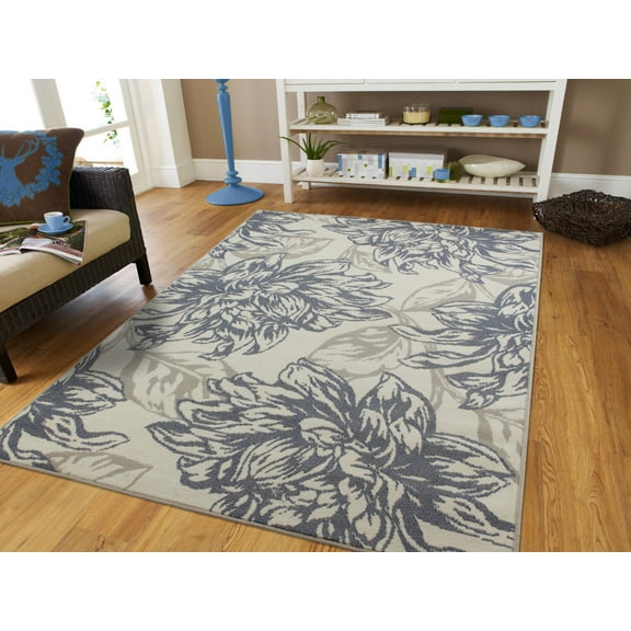 Luxury Gray Modern Area Rugs Chrysanthemum Flower Carpet 2x8 Hallway Runner