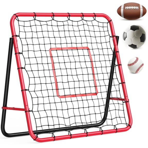 Gaderth Soccer Rebounder Net, Soccer Trainer with Steel Frame, Adjustable Multi-Sport Rebounder Net for Passing Throwing and Ball Control, Practice Nets, Bounce Back Trainer Equipment for Backyard