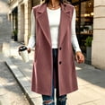 thumbnail image 6 of Xaqiouau Women's Long Sleeveless Trench Coat Lapel Collar Open Front Vest Jacket Casual Button Down Lightweight Duster Waistcoat Outerwear with Pockets, 6 of 6