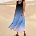 thumbnail image 2 of Vestido sin mangas con estampado degradado y cuello redondo para mujer: vestido largo informal con bolsillos, poliéster, para múltiples ocasiones, 2 of 6