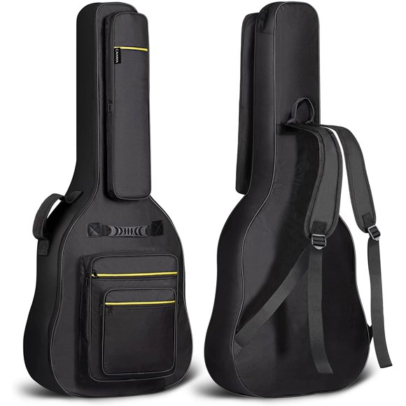 CAHAYA 44 Inch Guitar Bag Multi-Pockets for Jumbo and Dreadnought Yellow Line Guitar Case 0.47in Thick Padding Waterproo