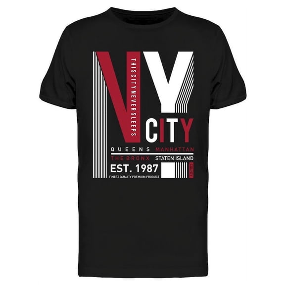 N Y City Red And White Design T-Shirt Men -Image by Shutterstock, Male x-Large