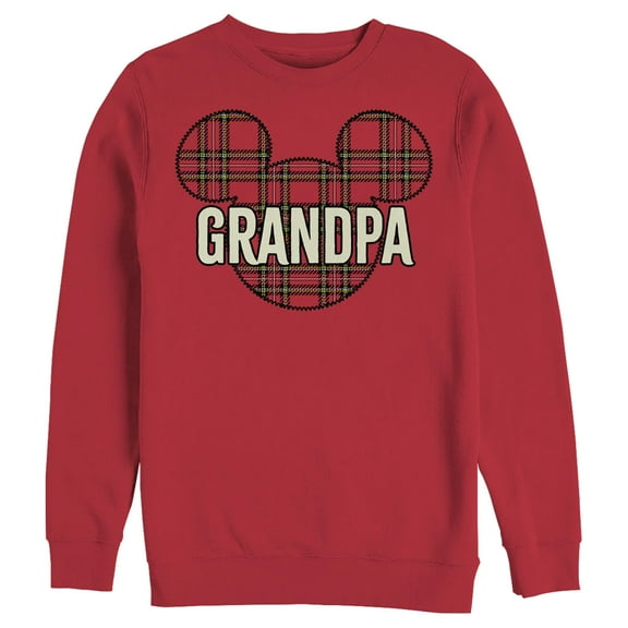 Men's Mickey & Friends Plaid Grandpa Patch Sweatshirt