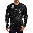thumbnail image 2 of Enjoytime Halloween Shirts for Men Ghost Print Crew Neck Long Sleeve Pullover Top Fall Loose Casual Halloween Graphic Shirt, 2 of 5