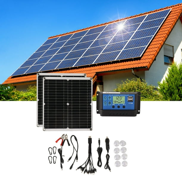 Kit De Panel Solar, Juego De Controlador De Panel Solar Profesional 50W Seguridad De Alta Eficiencia De Conversión Para Ciclismo Para Montañismo Para MP3 Para Acampar Para