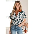thumbnail image 3 of Chic Leopard Print Button Blouse for Women – Short Sleeve Casual Style, Ideal for Summer Days, L, 3 of 12