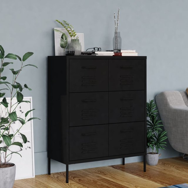 vidaXL Armoire à Tiroirs Noire 80x35x101,5 cm Acier