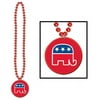 Beistle 66657 Beads With Republican Medallion- Pack Of 12