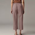 thumbnail image 4 of Capris Womens Cotton Linen Knee Length Elastic Waist Drawstring Bermuda Shorts Casual Beach Shorts with Pockets, Light Brown 20" Inseam M, 4 of 7