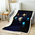 thumbnail image 2 of Solar System Throw Blanket for Boys Girls Outer Space Blanket Universe Themed Fleece Blanket, Space Planet The Earth Fuzzy Blanket for Teens Kids Galaxy Starry Sky Sherpa Blanket 50“x60", 2 of 6