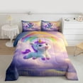 thumbnail image 2 of Castle Fairy Kids Children Cartoon Unicorn 3 Pieces Queen Comforter Set,Kawaii Gradient Rainbow Ultra Soft Bedding Sets,Dreamy Princess Bedding Comforter Set Breathable,Microfiber Bedroom Decor, 2 of 8