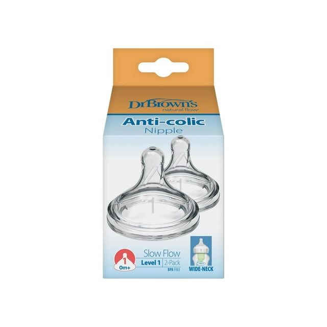 Pack 2 Tetinas Dr Brown's cuello ancho Options+ nivel 1 (0-3m)