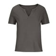 thumbnail image 3 of Scyoekwg Womens Short Sleeve Tops Summer Trendy V Neck Classic Solid Color Casual Dressy Blouses Loose Comfy Tees Shirts (Gray,XXXL), 3 of 5